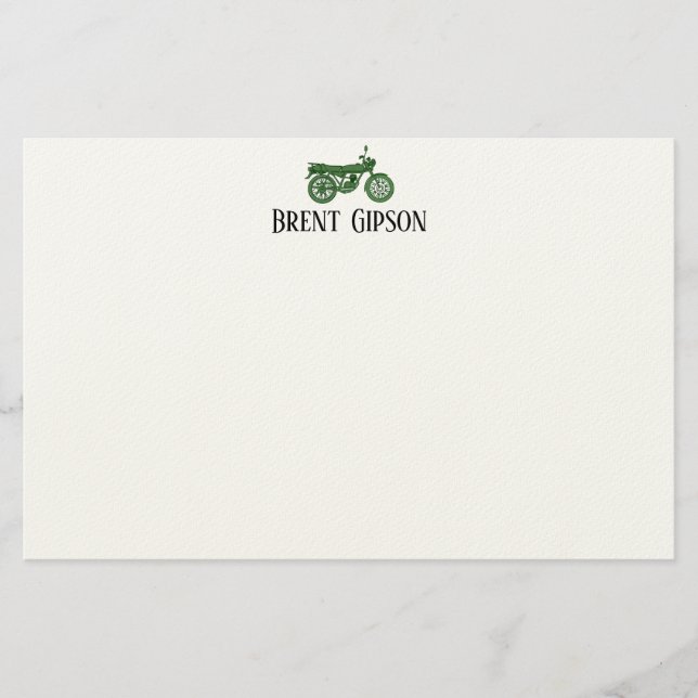 Vintage Motorcycle Sketch  Stationary Note Card (Front)