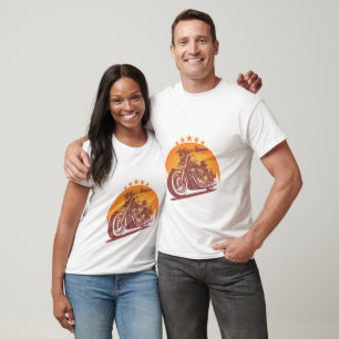 Vintage Motorcycle Sunset   Biker Ride Tee