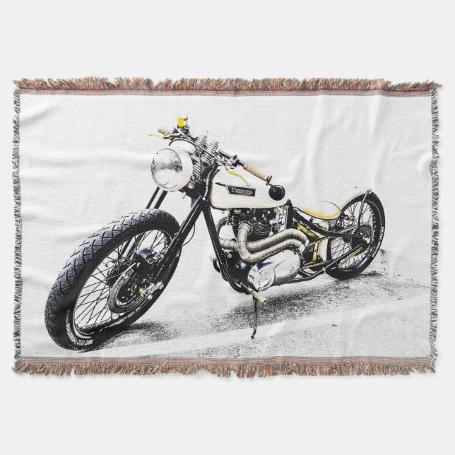 Vintage Motorcycle Throw Blanket (Front)