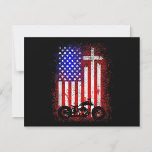 Vintage Motorcycle USA Flag Christian Faith for Bi