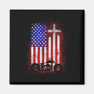 Vintage Motorcycle Usa Flag Christian Faith For Bi Magnet
