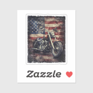 Vintage Motorcycle USA Flag Retro Biker American