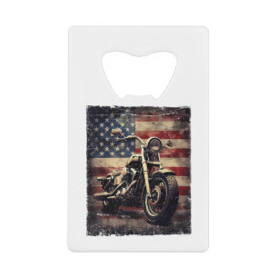 Vintage Motorcycle USA Flag Retro Biker American