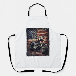 Vintage Motorcycle USA Flag Retro Biker American Apron