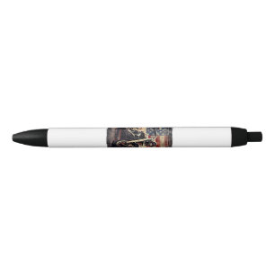 Vintage Motorcycle USA Flag Retro Biker American Black Ink Pen