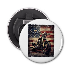 Vintage Motorcycle USA Flag Retro Biker American Bottle Opener