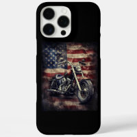 Vintage Motorcycle USA Flag Retro Biker American