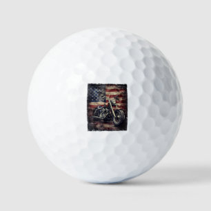 Vintage Motorcycle USA Flag Retro Biker American Golf Balls