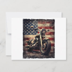 Vintage Motorcycle USA Flag Retro Biker American Invitation