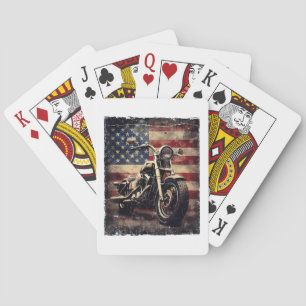 Vintage Motorcycle USA Flag Retro Biker American Playing Cards
