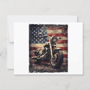 Vintage Motorcycle USA Flag Retro Biker American Postcard