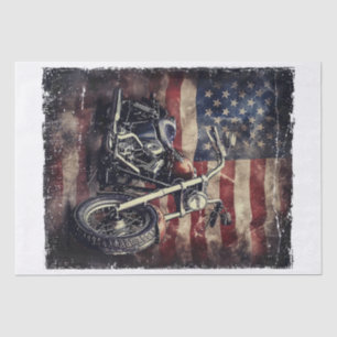 Vintage Motorcycle USA Flag Retro Biker American Tissue Paper