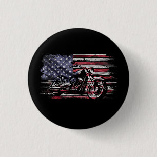 Vintage Motorcycle USA Flag Retro Biker, Motorcycl 3 Cm Round Badge