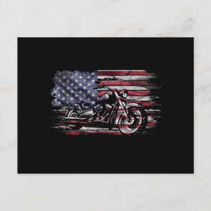 Vintage Motorcycle USA Flag Retro Biker, Motorcycl Enclosure Card