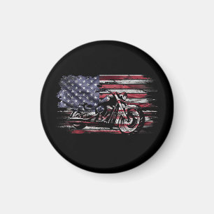 Vintage Motorcycle USA Flag Retro Biker, Motorcycl Magnet