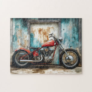Vintage Motorcycle Watercolor Jigsaw Puzzle