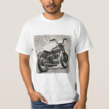 Vintage Motorcycle with Floral Frame – Retro Biker