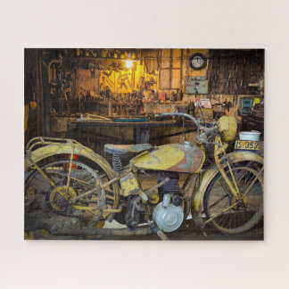 Vintage Motorcycle Workshop Industrial Scene Art Jigsaw Puzzle