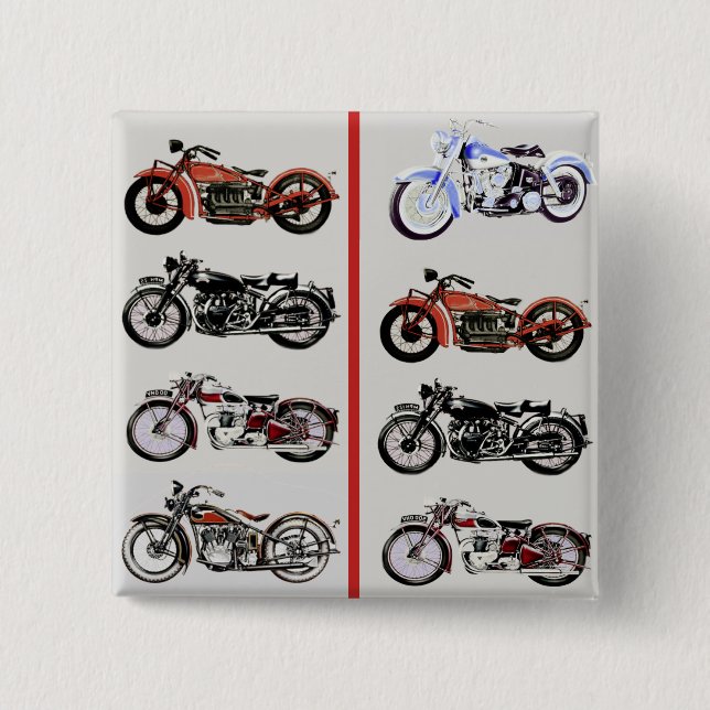 VINTAGE MOTORCYCLES 15 CM SQUARE BADGE (Front)