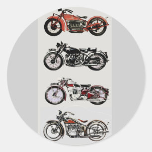 VINTAGE MOTORCYCLES CLASSIC ROUND STICKER