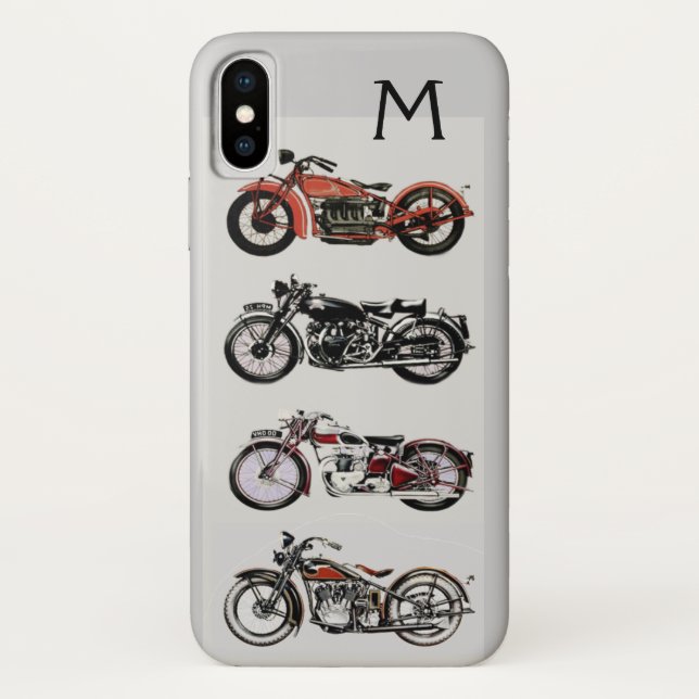 VINTAGE MOTORCYCLES MONOGRAM Case-Mate iPhone CASE (Back)