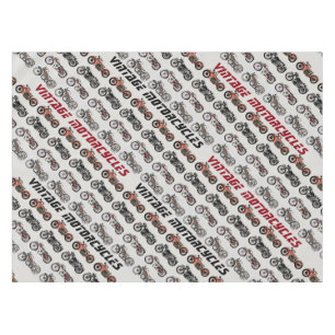 VINTAGE MOTORCYCLES red white grey black Tablecloth
