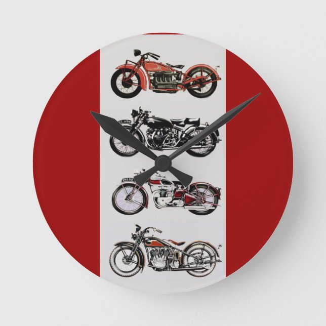 VINTAGE MOTORCYCLES ROUND CLOCK (Front)