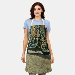 vintage motorcyclist birthday gift apron