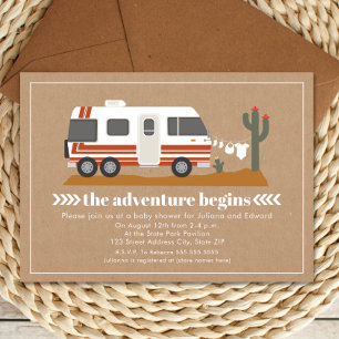 Vintage Motorhome Cardstock Neutral Baby Shower Invitation