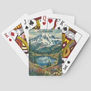 Vintage Mount Rainier National Park Mountains Playing Cards