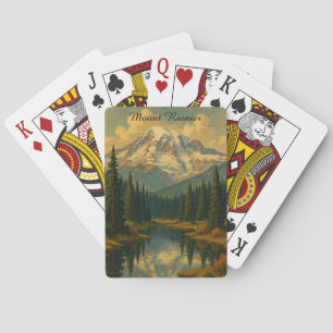 Vintage Mount Rainier National Park Retro Art Playing Cards