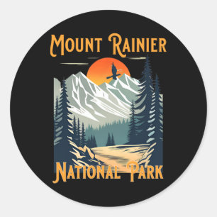 Vintage Mount Rainier National Park Souvenir Hikin Classic Round Sticker