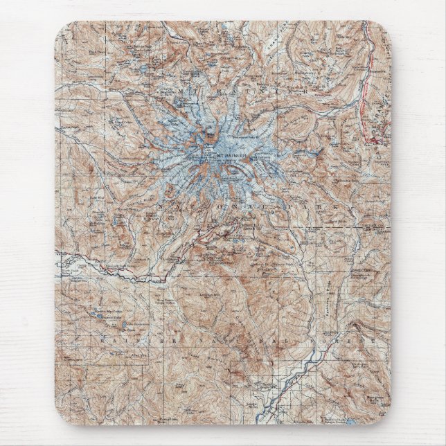 Vintage Mount Rainier Topographical Map Washington Mouse Pad (Front)