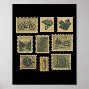 Vintage Mountain Biking Postcard Trail Adventure C Poster