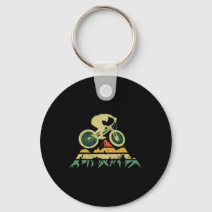 Vintage Mountain Biking Silhouette Biker Cyclist B Key Ring