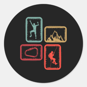 Vintage Mountain Climbing Bouldering Kids Boys Roc Classic Round Sticker