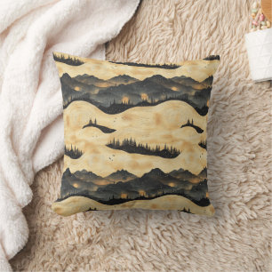 Vintage Mountain Clouds Landscape (1) Cushion