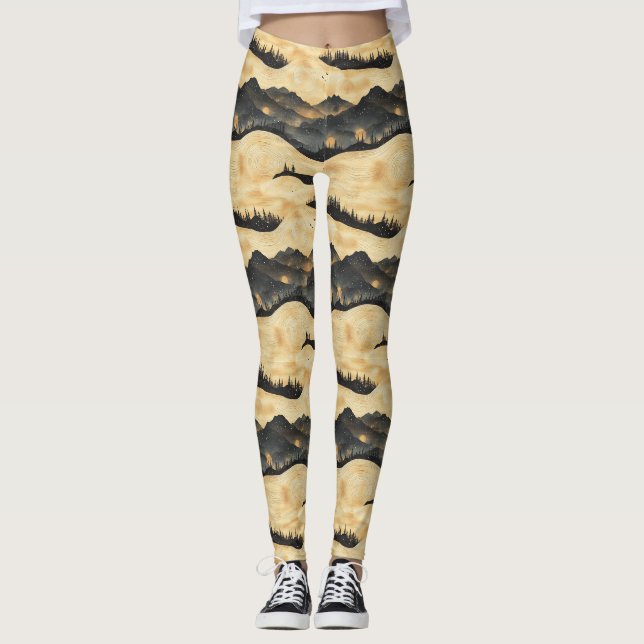 Vintage Mountain Clouds Landscape (1) Leggings (Front)