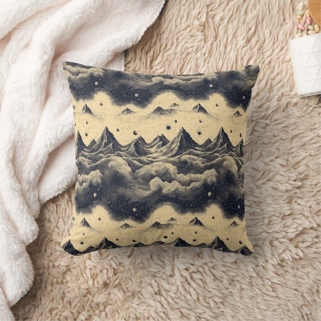 Vintage Mountain Clouds Landscape (3) Cushion (Blanket)