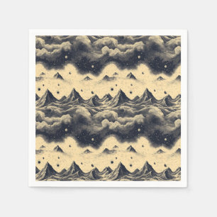 Vintage Mountain Clouds Landscape (3) Napkin