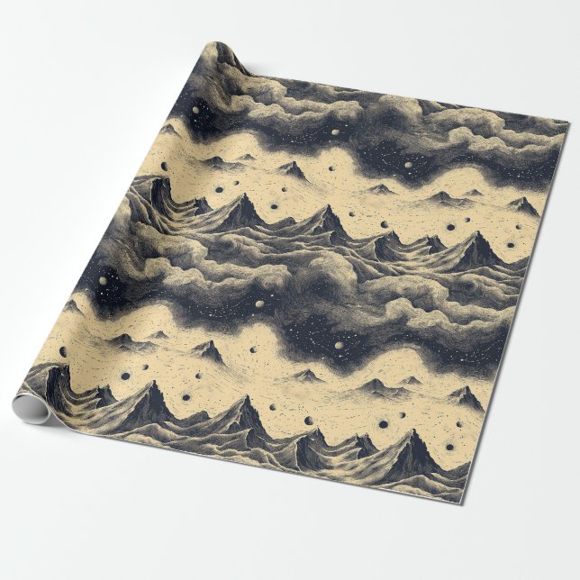 Vintage Mountain Clouds Landscape (3) Wrapping Paper (Unrolled)