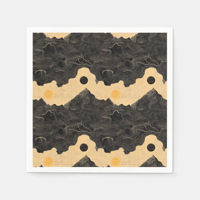 Vintage Mountain Clouds Landscape (4) Napkin (Front)