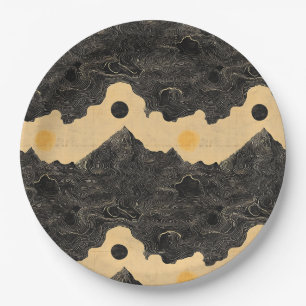 Vintage Mountain Clouds Landscape (4) Paper Plate