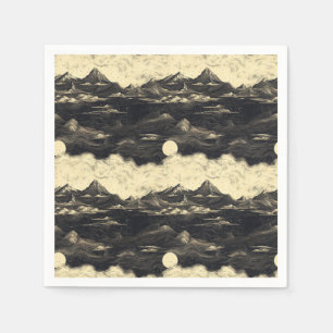 Vintage Mountain Clouds Landscape (5) Napkin