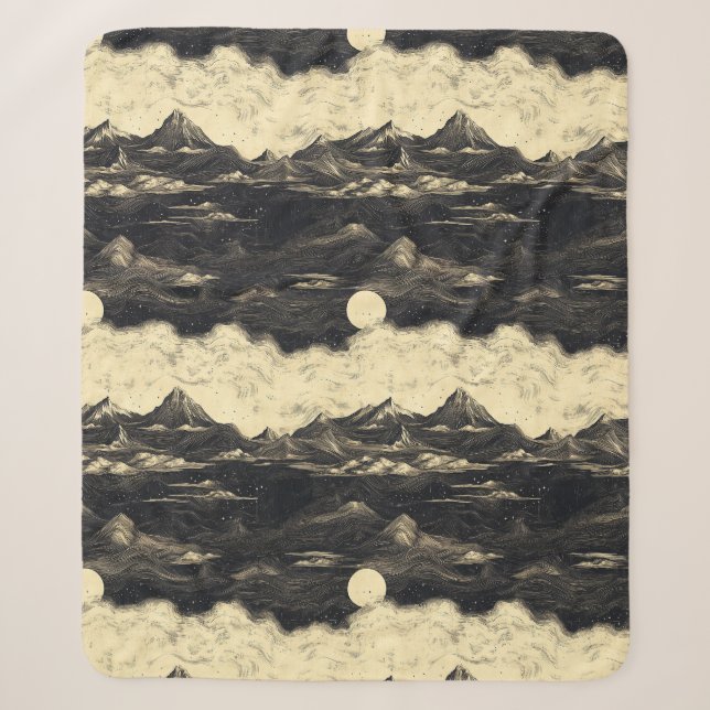 Vintage Mountain Clouds Landscape (5) Sherpa Blanket (Front)