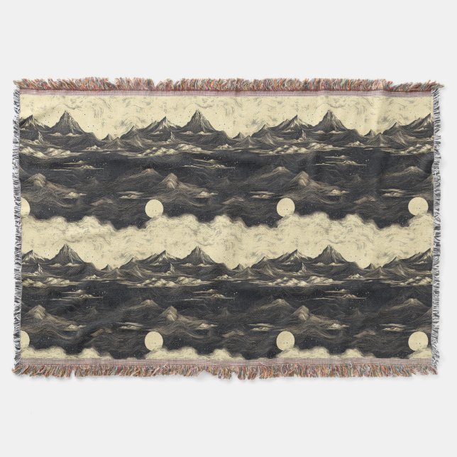Vintage Mountain Clouds Landscape (5) Throw Blanket (Front)