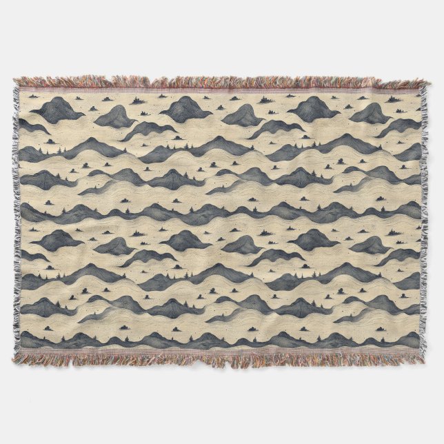 Vintage Mountain Clouds Landscape (8) Throw Blanket (Front)