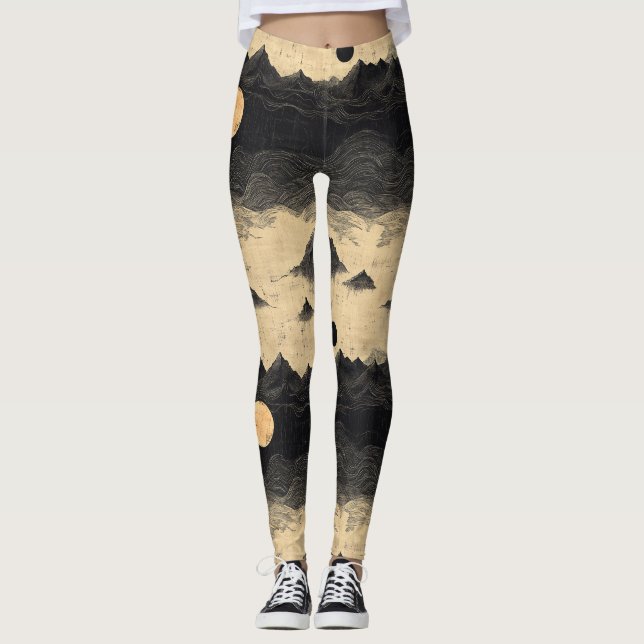 Vintage Mountain Clouds Landscape (9) Leggings (Front)