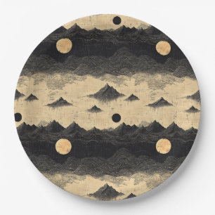 Vintage Mountain Clouds Landscape (9) Paper Plate