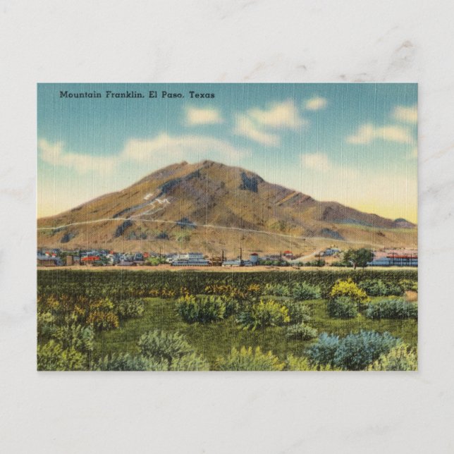 Vintage, Mountain Franklin, El Paso, Texas Postcard (Front)